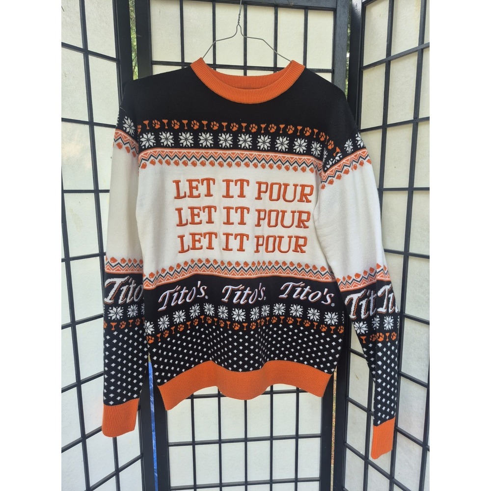 Tito's Vodka Men's Sweater Party Holiday  Med